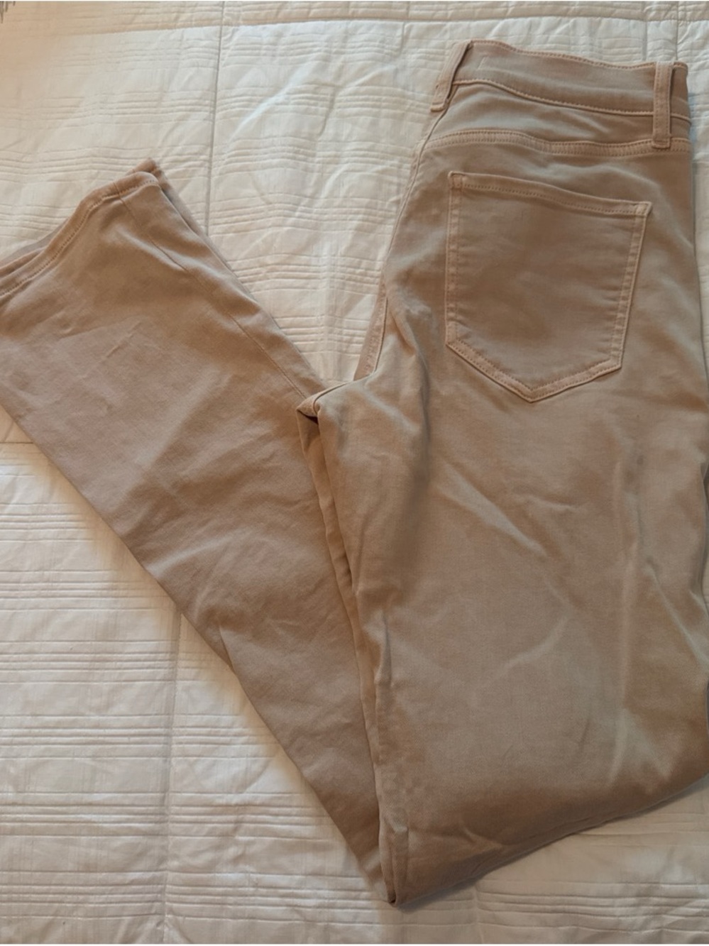 Express Slim Fit Jeans in Light Tan/dust pink